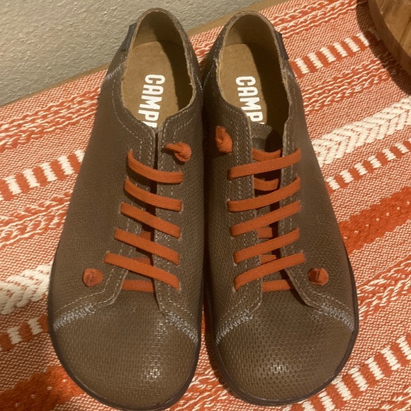 Camper Other - Camper Peu Cami Men's Elastic Lace Up Leather Trainers In Light Brown Size 9